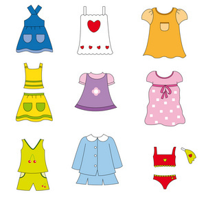婴儿衣服-矢量彩色插图